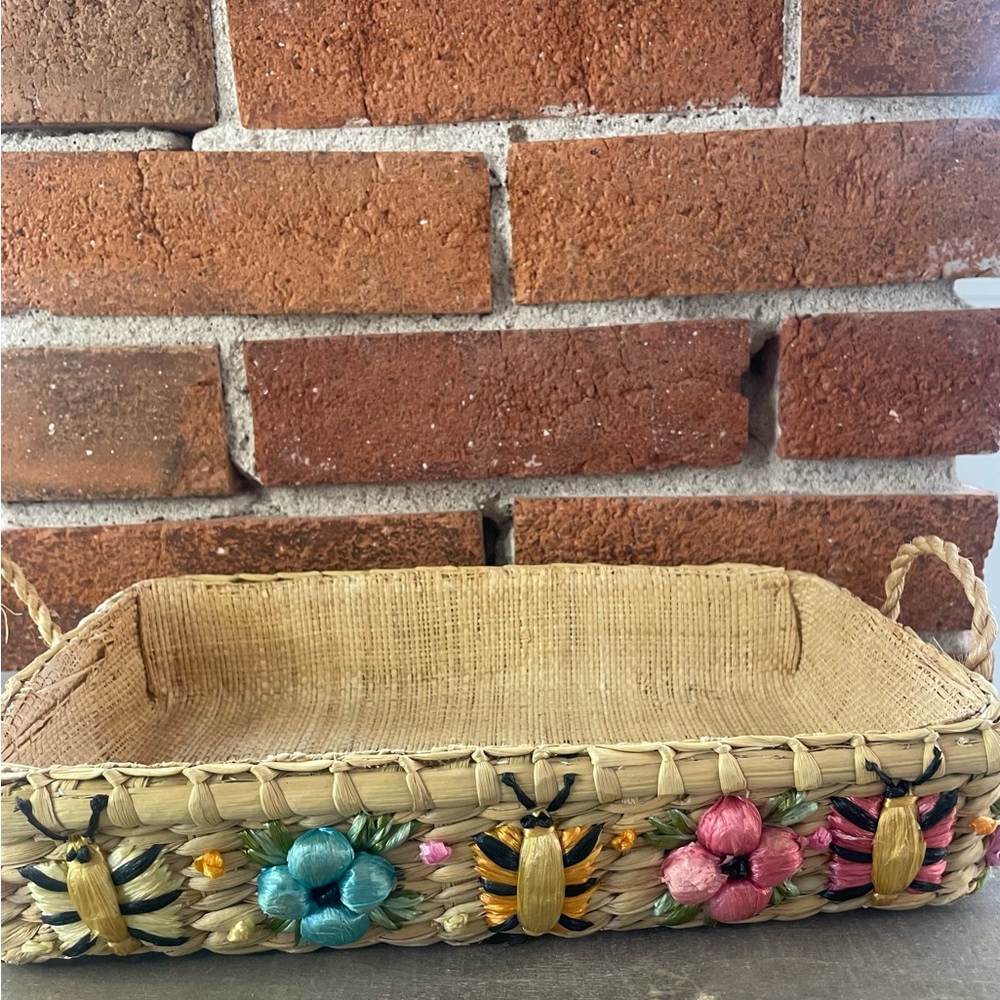 Handcrafted Floral Woven Basket - Multicolor